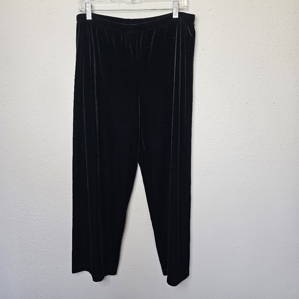 Additions by Chico's Black Velvetโ Wide Leg Pull On Pants Size 3 Short L XL